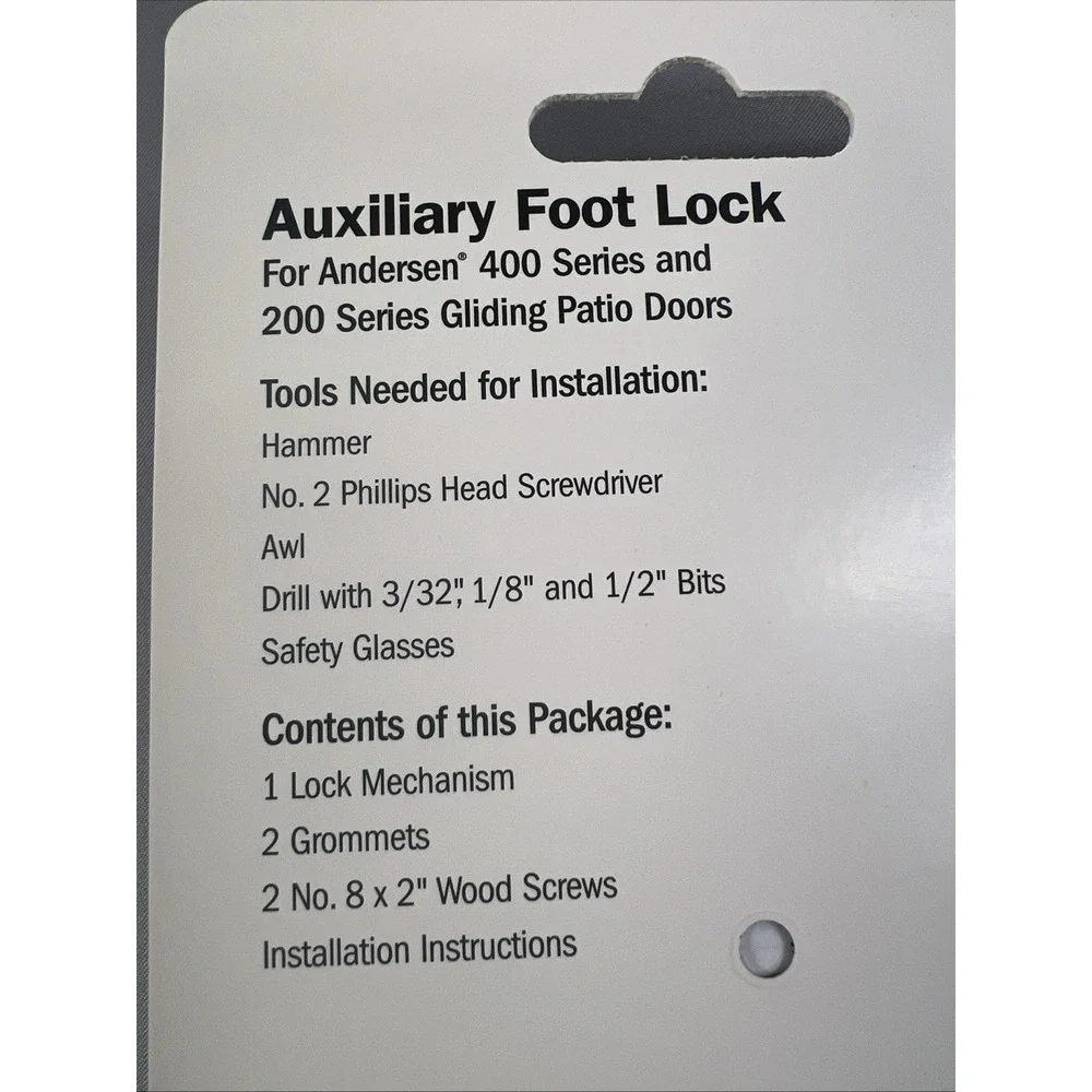 Andersen 200/400 Series Patio Door Foot Lock Set of 5 Brushed Nickel New